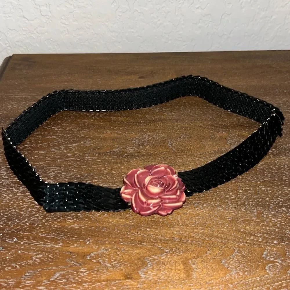 Festival Metal Mermaid Accordian Flower Hook Statement Belt